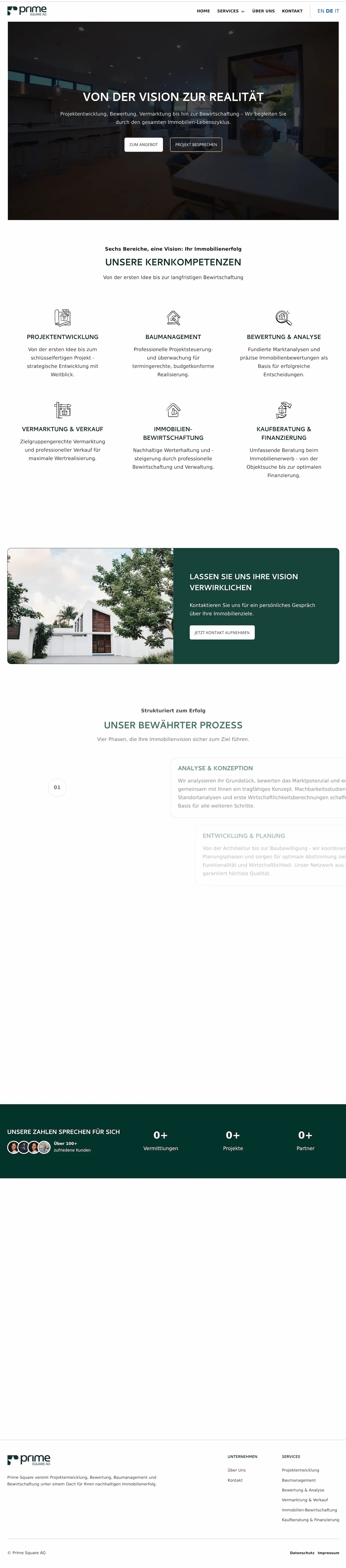 Screenshot von prime-square.ch Website